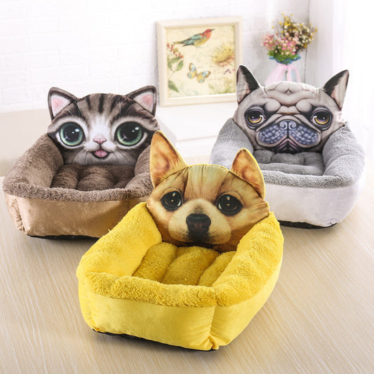 3D Cartoon Hundebett – Kuscheliges Hunde- & Katzenhaus