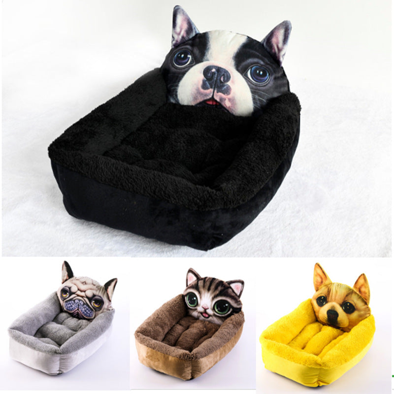 3D Cartoon Hundebett – Kuscheliges Hunde- & Katzenhaus